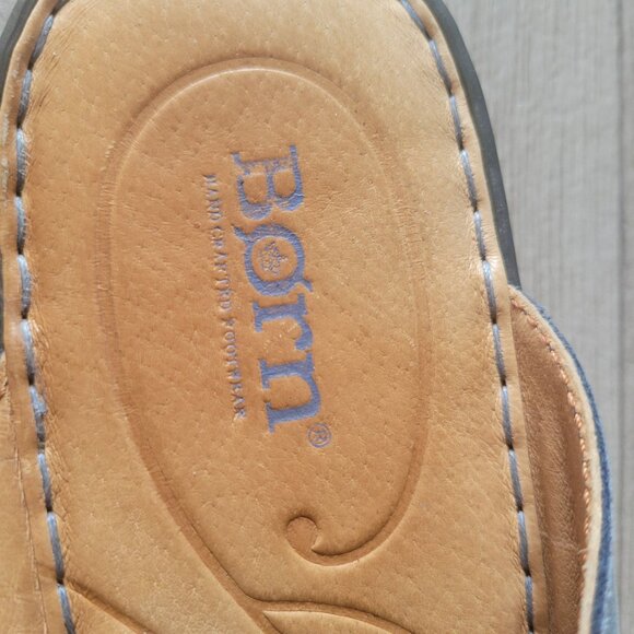 Born Amelie Womens Leather Thong Sandals Size 11M Blue & Tan - Picture 4 of 6